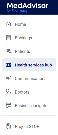HSH Menu Health services hub