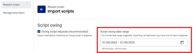 Script owing date range