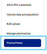 Service Settings - PREMs PROMs